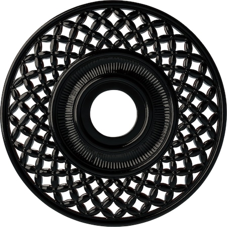 Ekena Millwork Robin Ceiling Medallion (Fits Canopies up to 6 1/4"), 22 1/4"OD x 4 3/4"ID x 1 1/4"P, Black Pearl CM22RBBPS